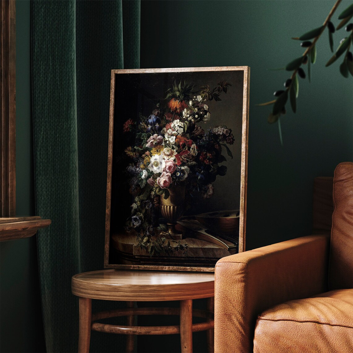 Dark Flower Painting, Vintage Botanical Art Print - Image 3