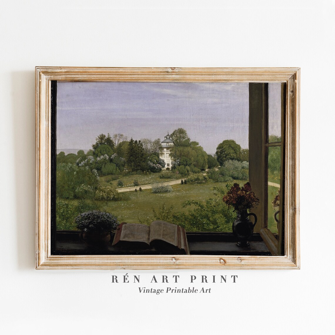 Antique Landscape Painting, Country Farmhouse Print