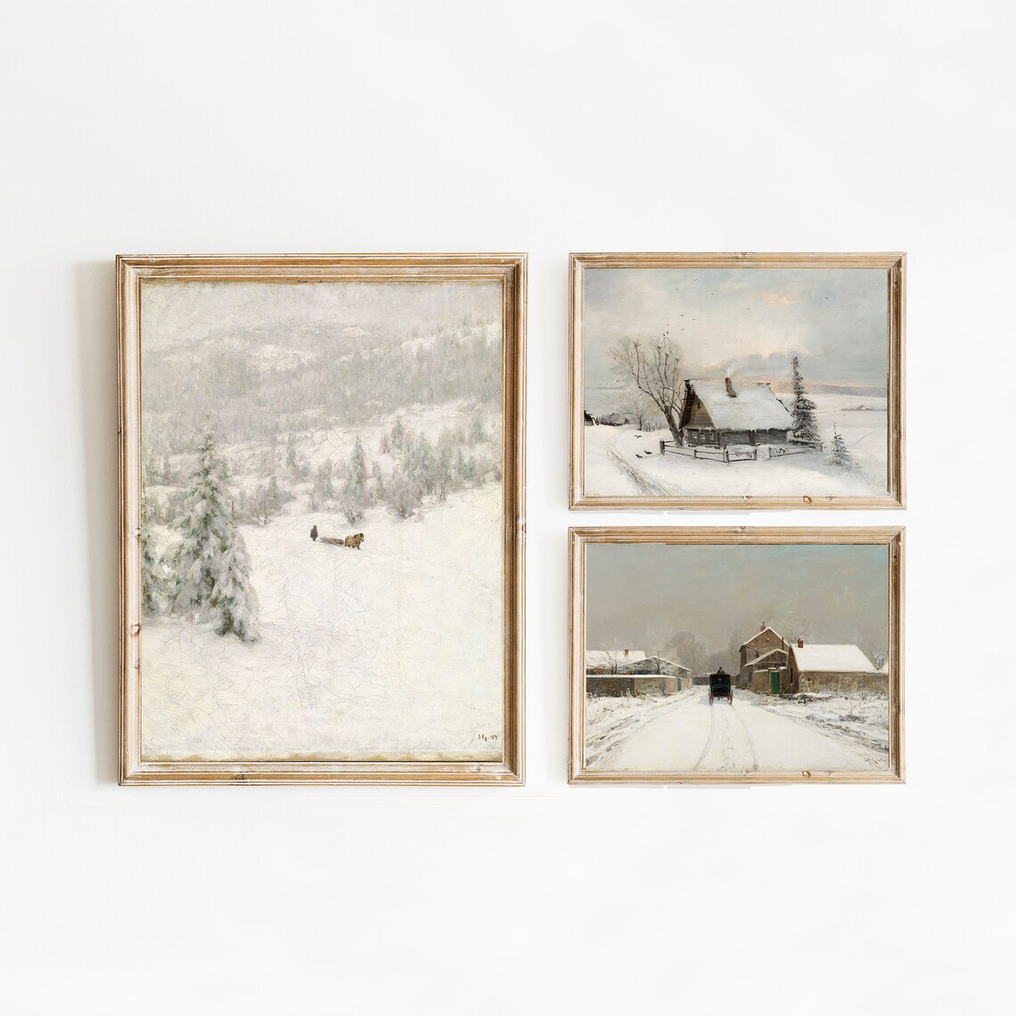 Vintage Winter Christmas Gallery Wall Set Art Print - Image 2