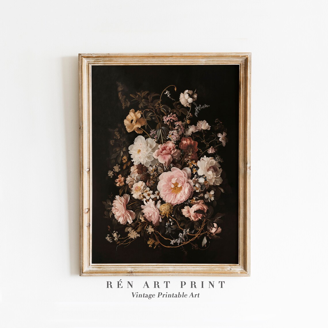 Moody Floral Vintage Flower Bouquet Art Print
