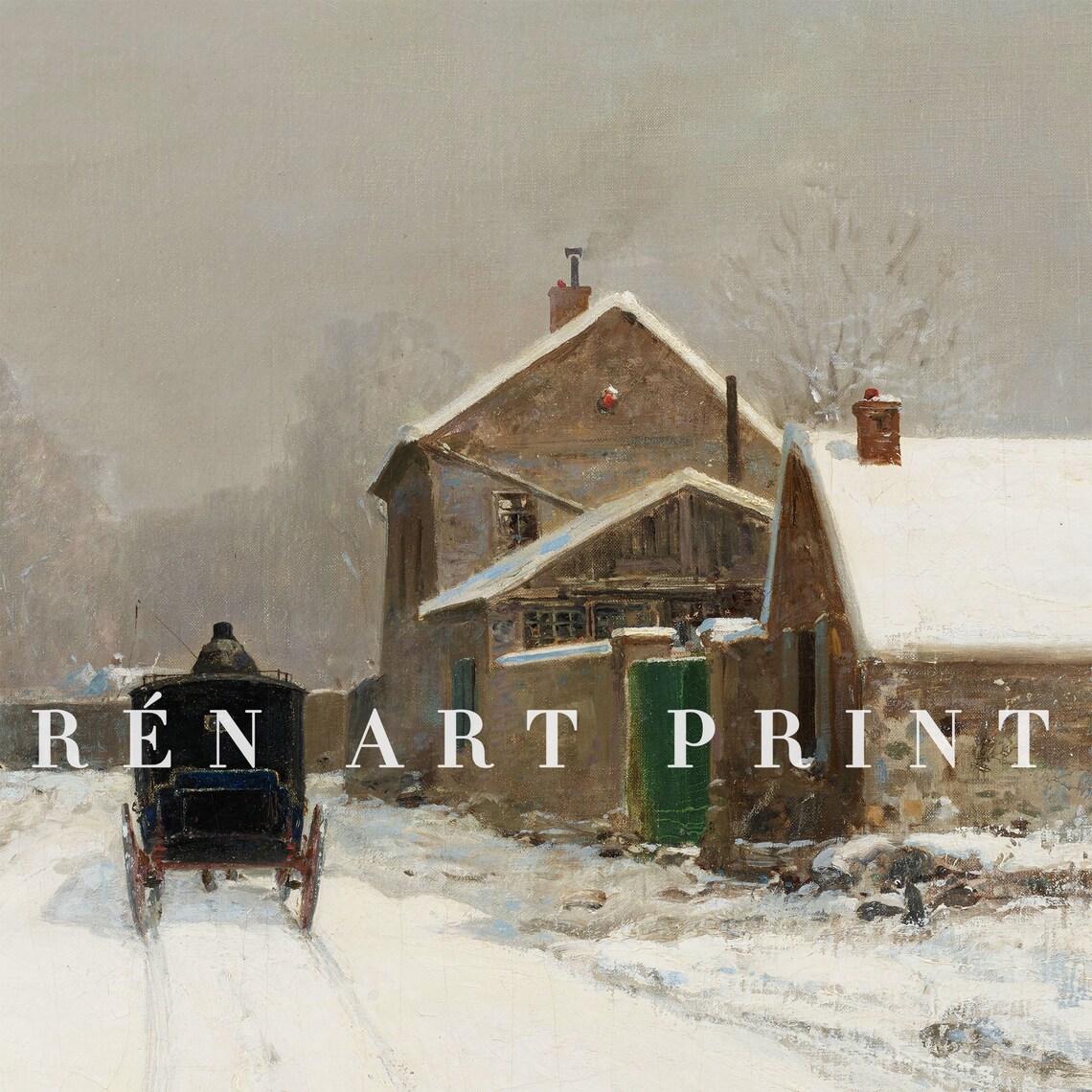 Vintage Winter Landscape Christmas Art Print - Image 3