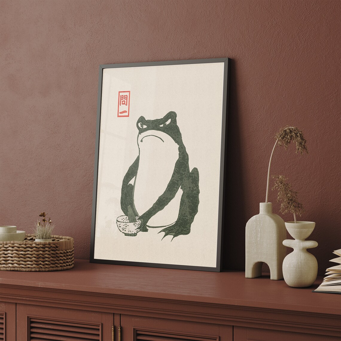 Matsumoto Hoji Frog Wall Art Japanese Frog Print Vintage Japanese Wall Art Woodblock Print Funny Animal - Image 2