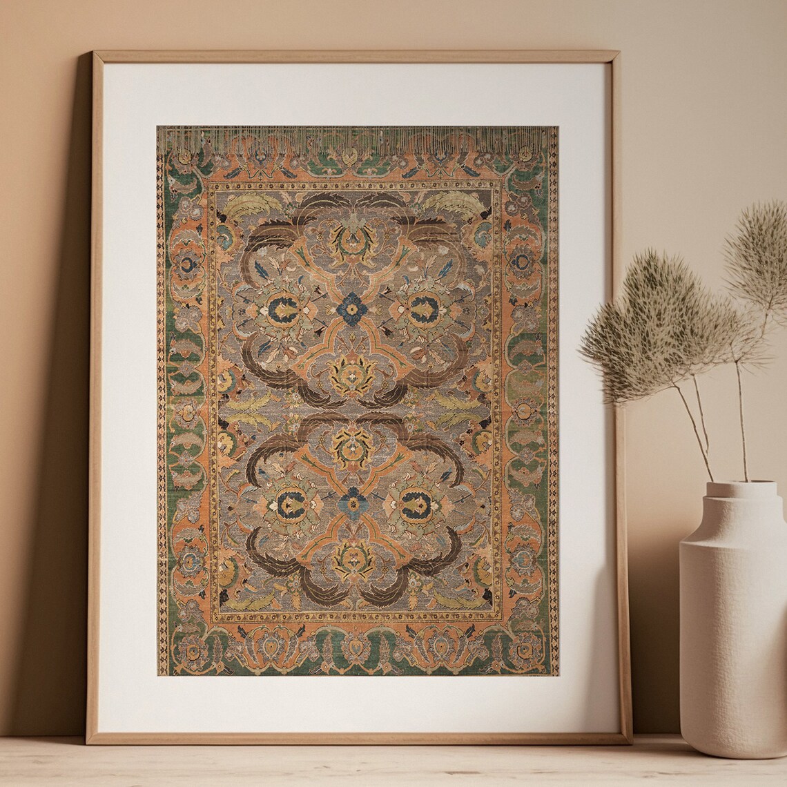 Vintage Rug Textile Pattern Art Print, Farmhouse Decor - Image 2