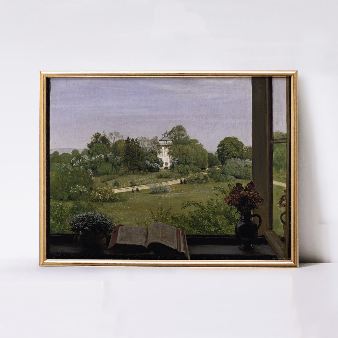 Antique Landscape Painting, Country Farmhouse Print - Image 3