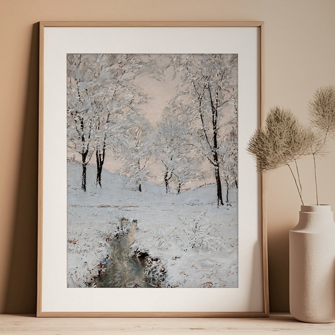 Vintage Winter Landscape Art Print, Farmhouse Christmas - Image 2