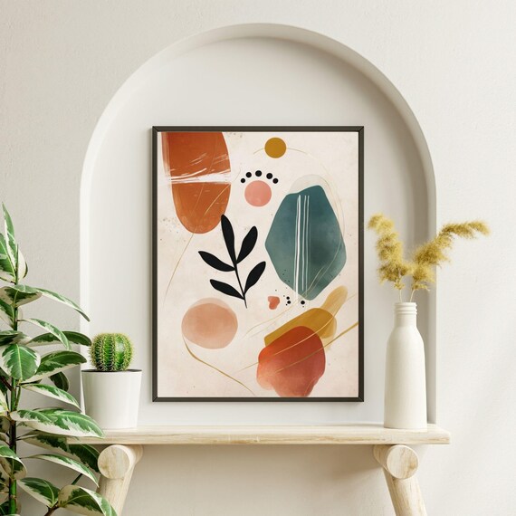 Bold Abstract Wall Art Modern Boho Print Minimalist Organic Shapes