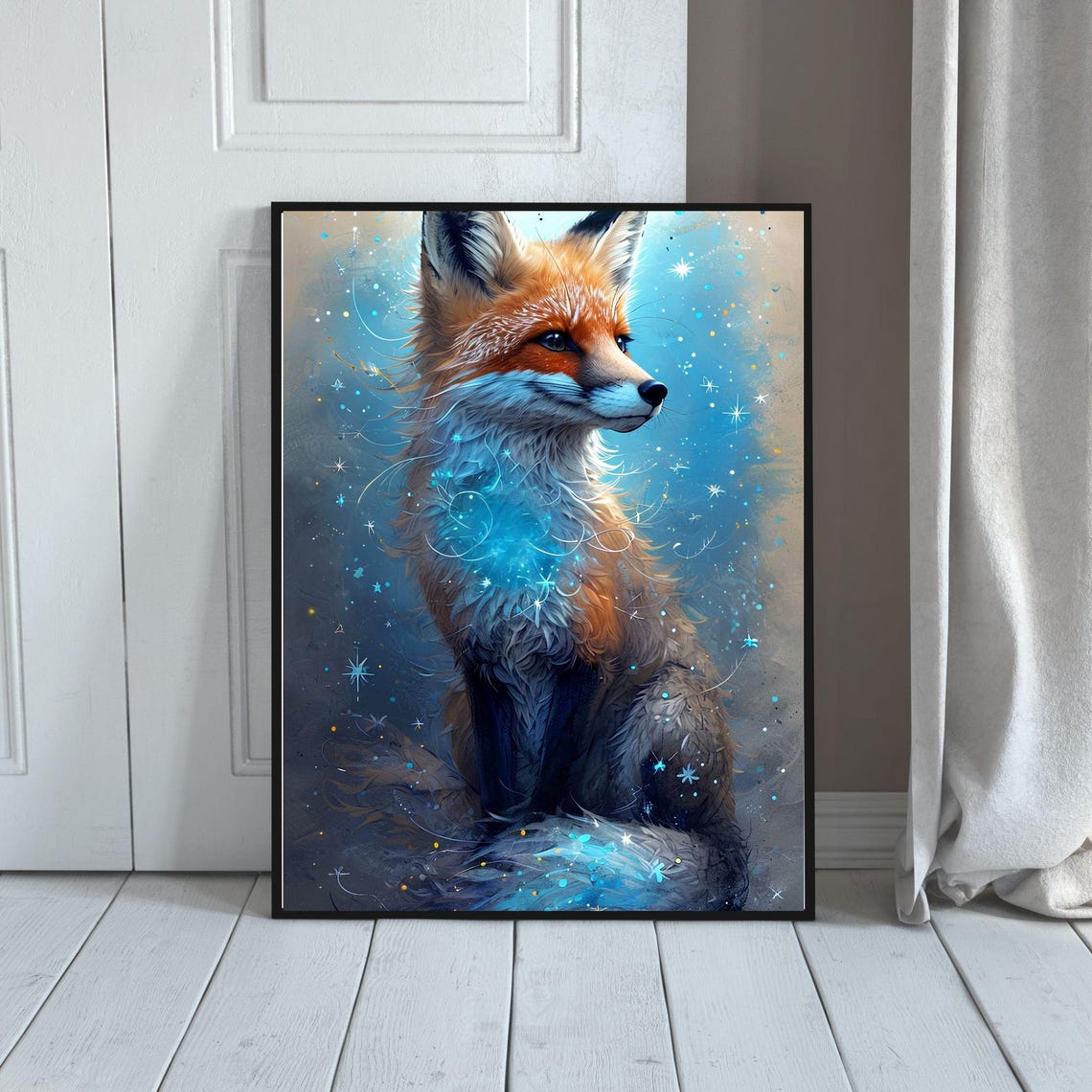 Celestial Fox Wall Art Fantasy Animal Painting Decor Hayalmeyal Workshop
