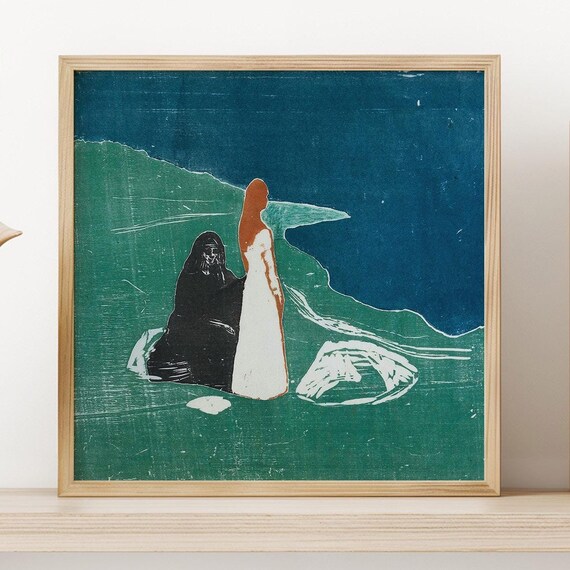 Edvard Munch Two Women On The Shore Woodcut Expressionist Art Poster