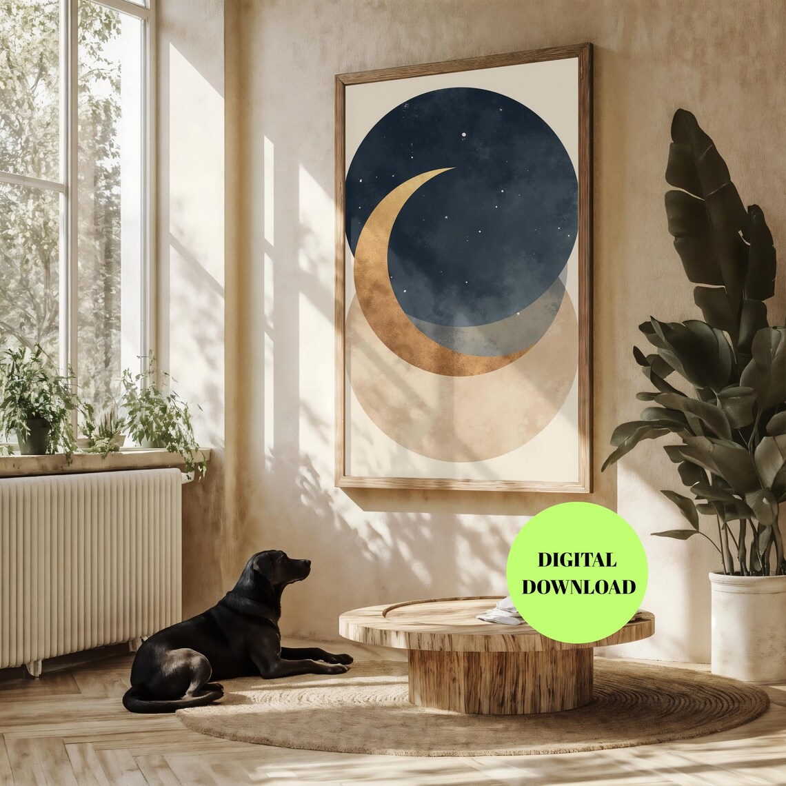 Modern Abstract Moon Phase, Celestial Night Sky Art Print