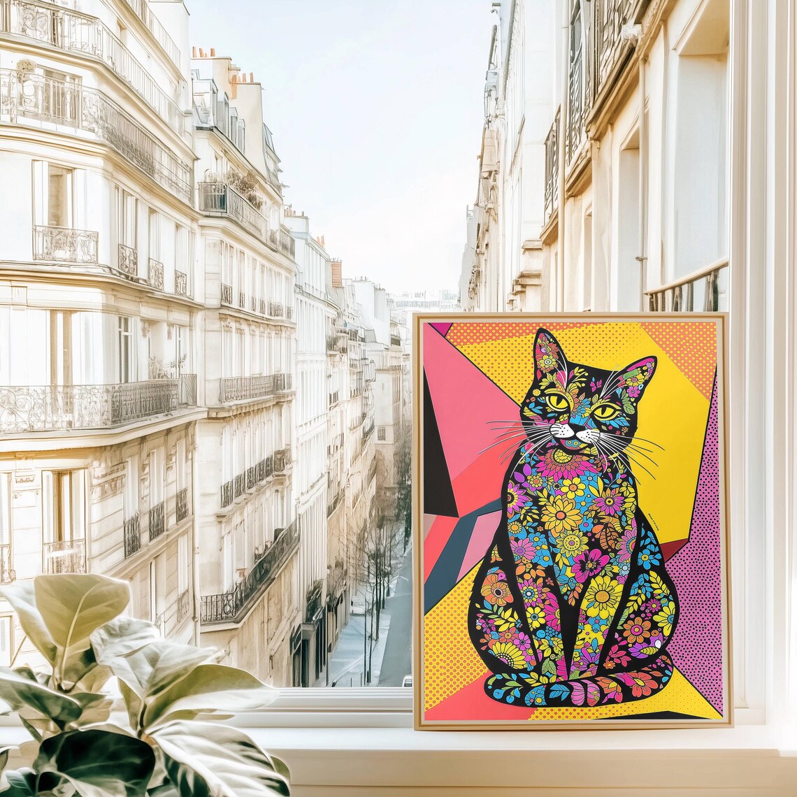 Floral Cat, Pop Art Pet Decor - Image 3
