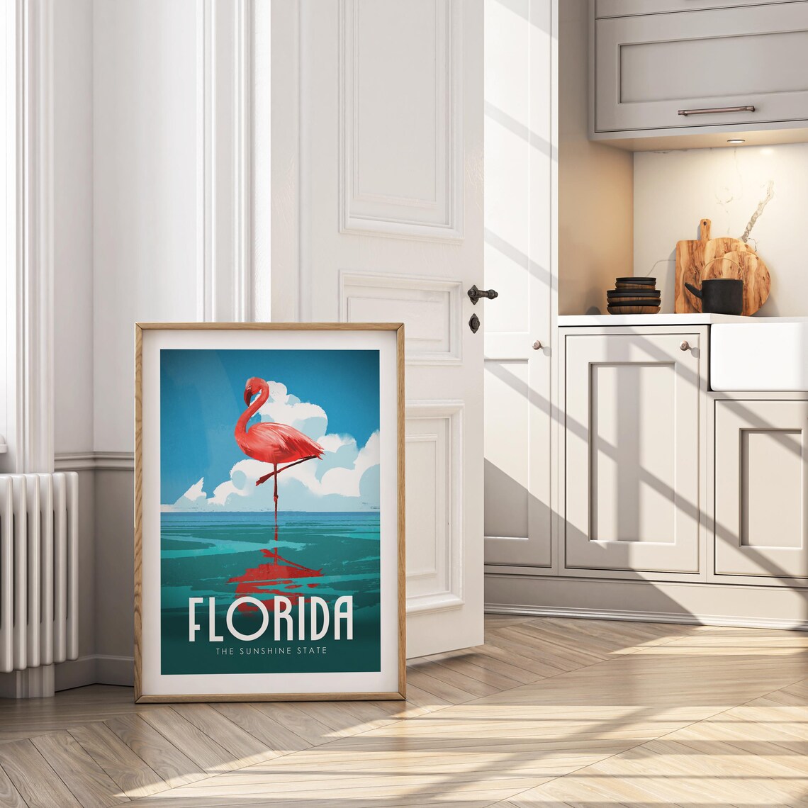 Florida Retro Travel Poster, Coastal Flamingo Art Print - Image 2