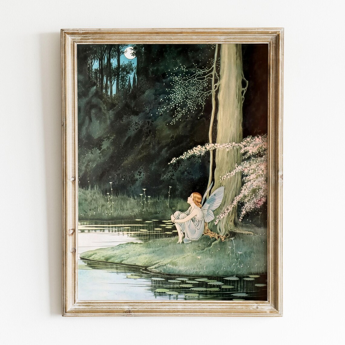 Fairy Gazing at Moon Vintage Ida Rentoul Outhwaite Illustration Poster
