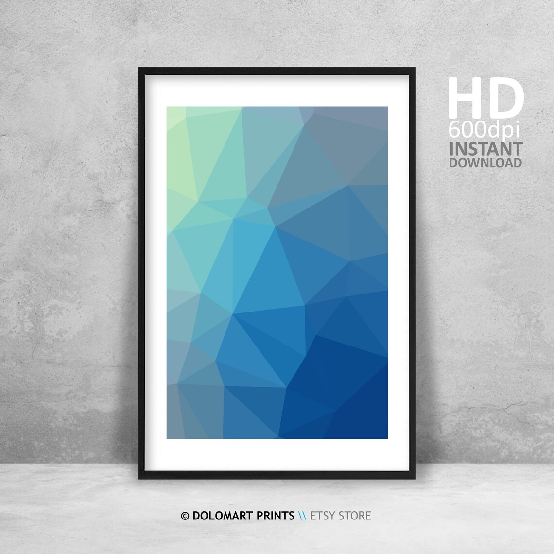Modern Geometric Abstract Art Print, Blue Geometric