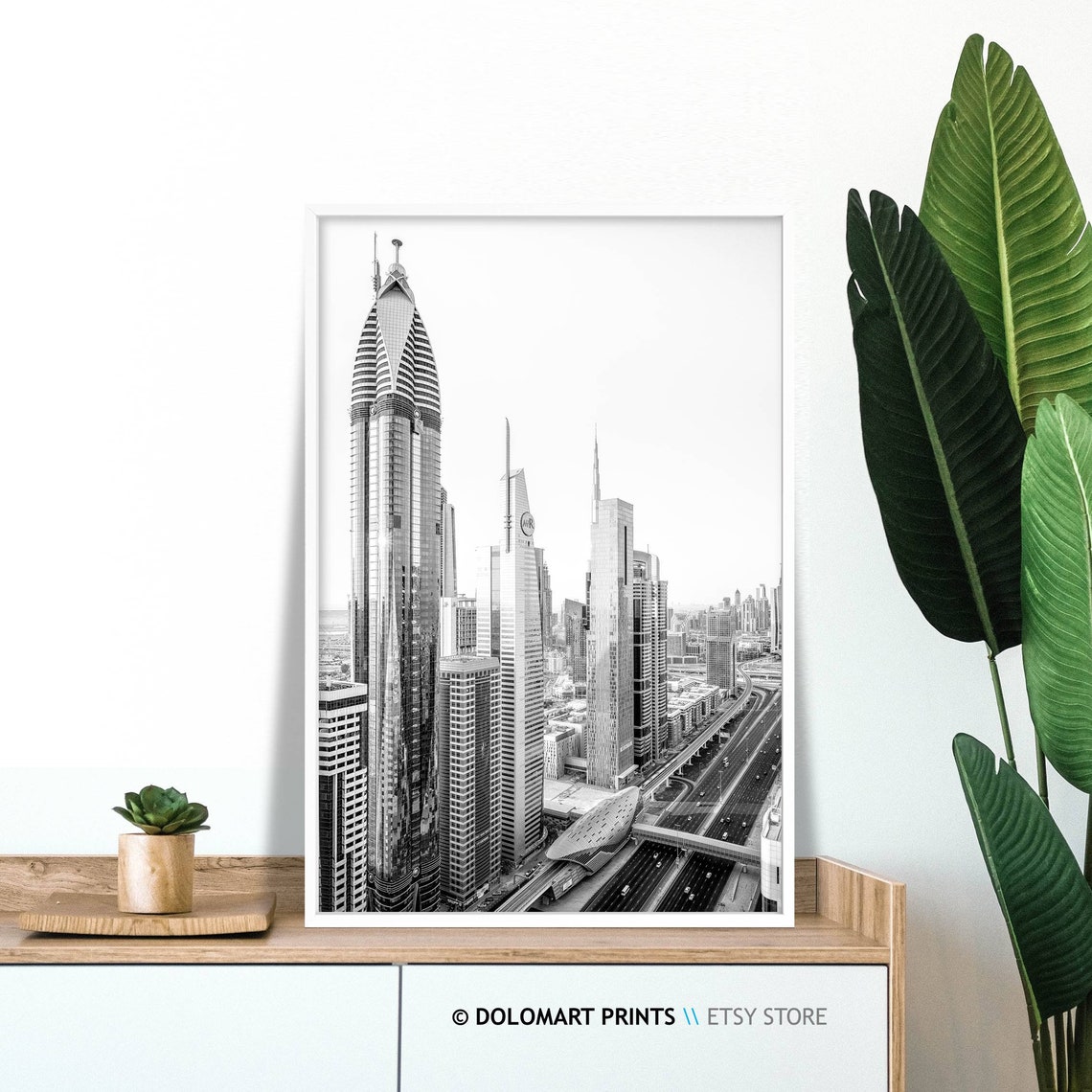 Dubai Skyline Black And White Modern Architecture Cityscape Poster