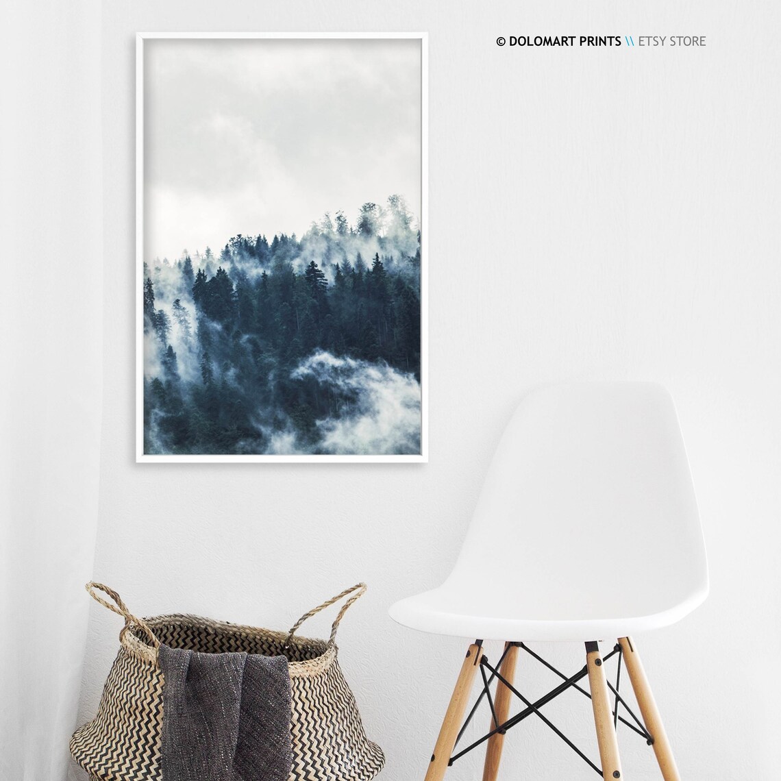 Modern Minimal Nordic Forest Landscape Art Print - Image 3