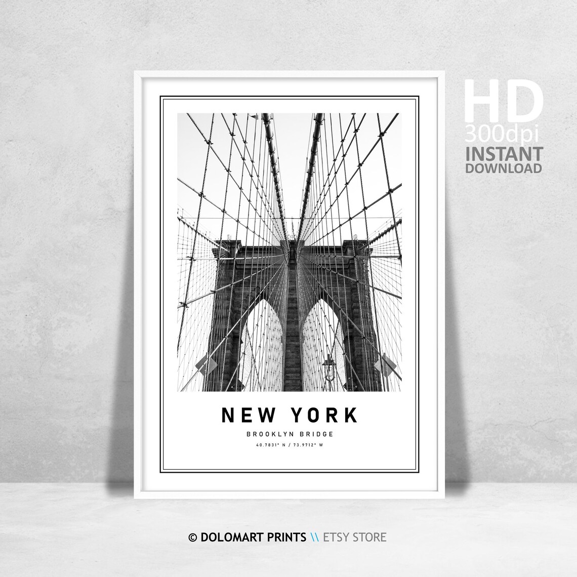 Brooklyn Bridge, New York City Travel Poster