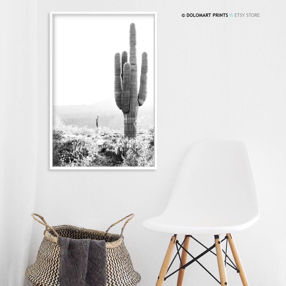 Cactus Print, Southwestern Black and White Art Print - Image 3