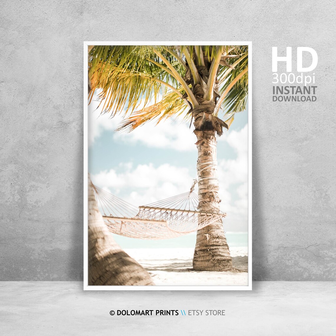 Tropical Paradise Palm Tree Art Print, Coastal Style