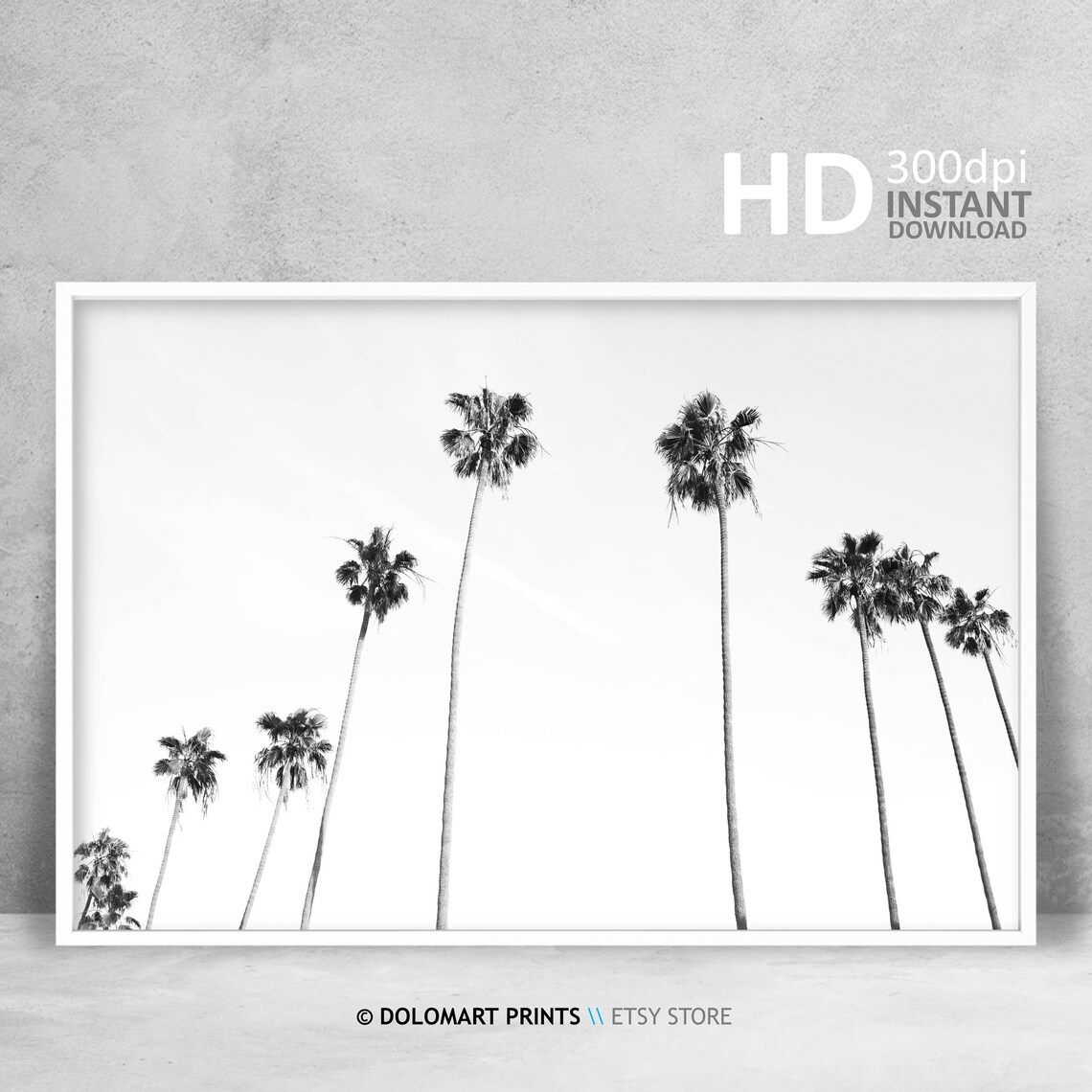 Palm Tree Print, Tropical Black and White Poster