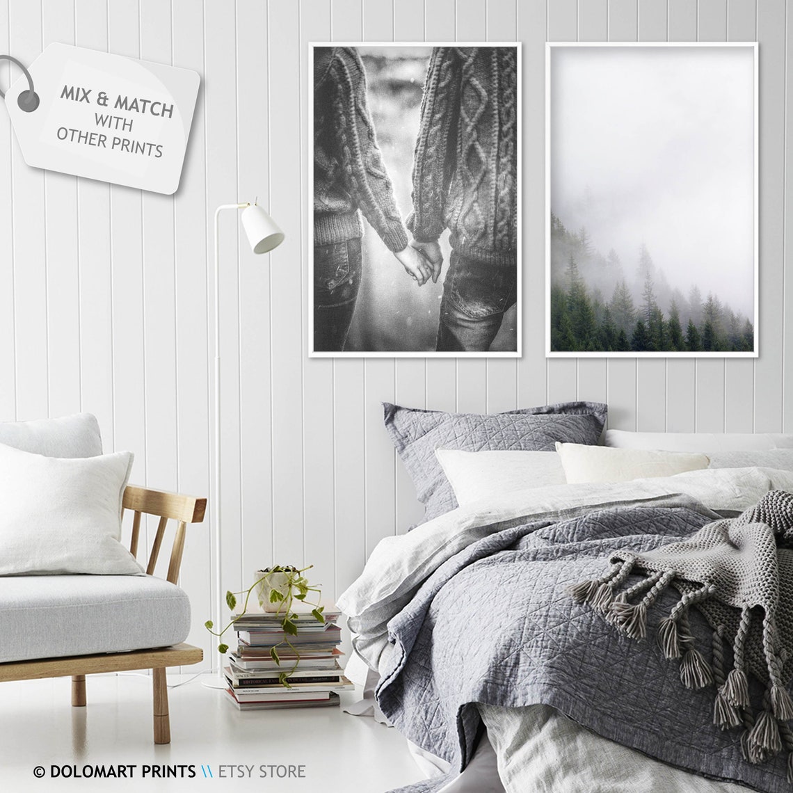 Couple Holding Hands in Sweaters Romantic Love Photography Poster - Image 2