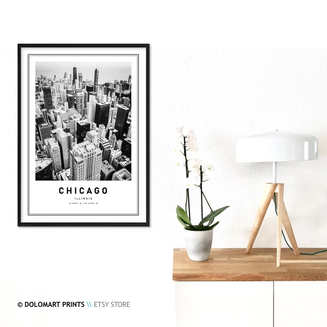 Chicago Illinois Skyline Art Print, Black and White - Image 3