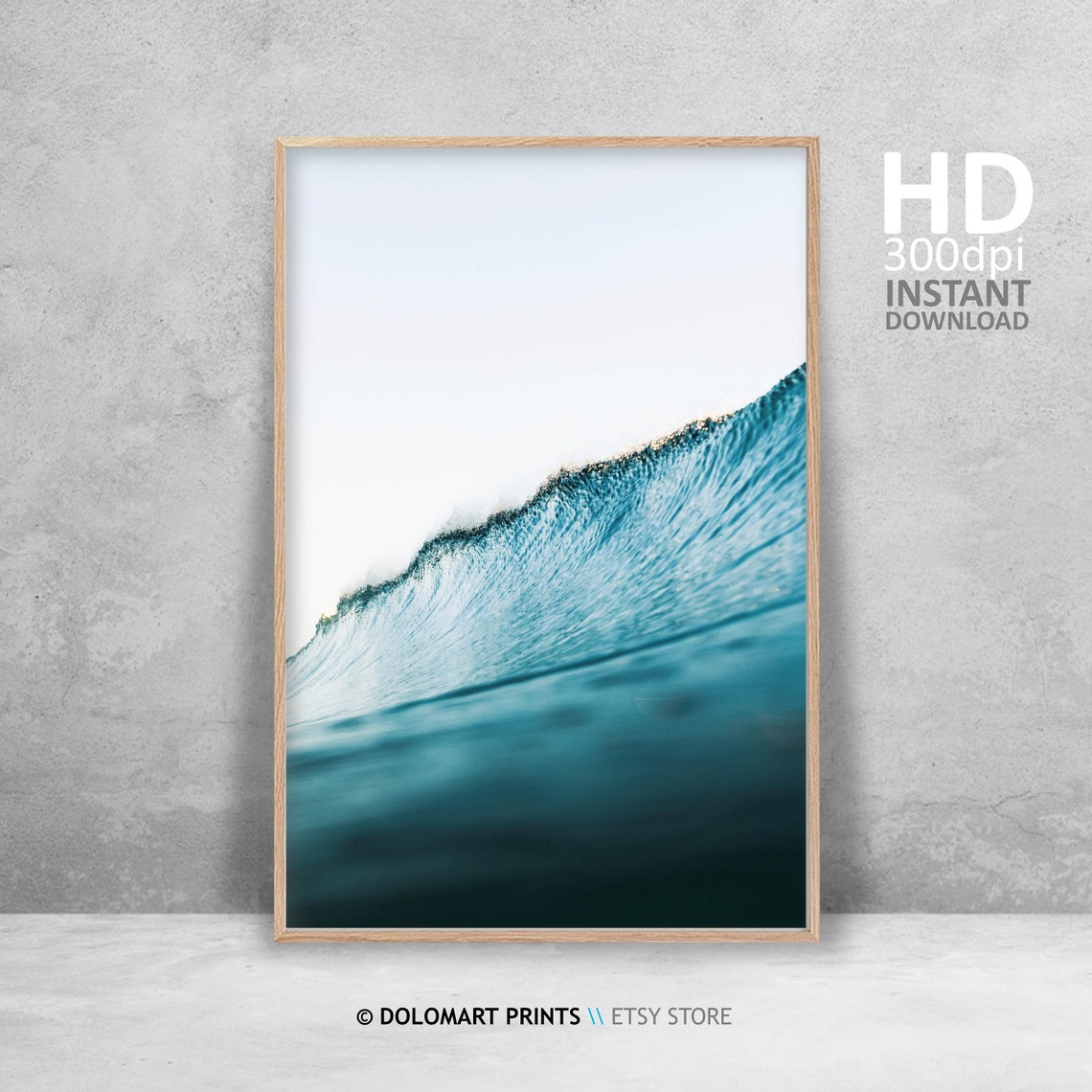 Turquoise Wave Rising Diagonal Ocean Surface Photography Poster - Image 4