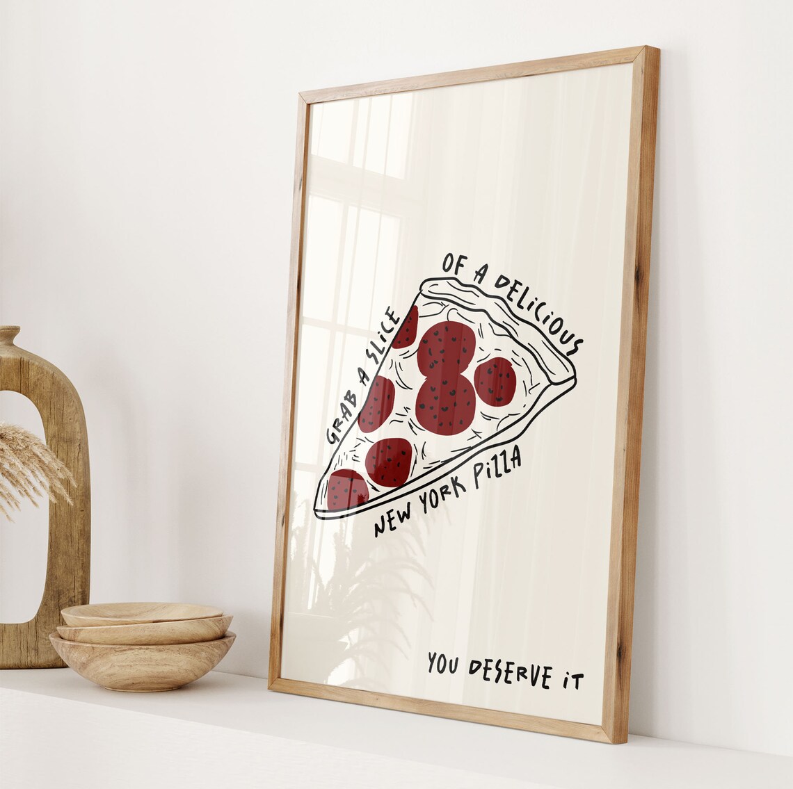 New York Pizza Retro Food Illustration Poster - Image 4