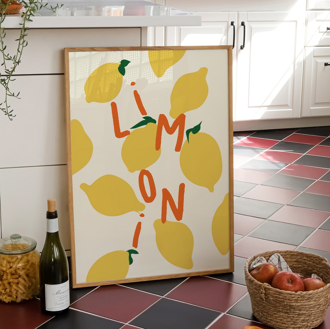 Lemons Art Print, Amalfi Italy Retro Kitchen Decor - Image 4
