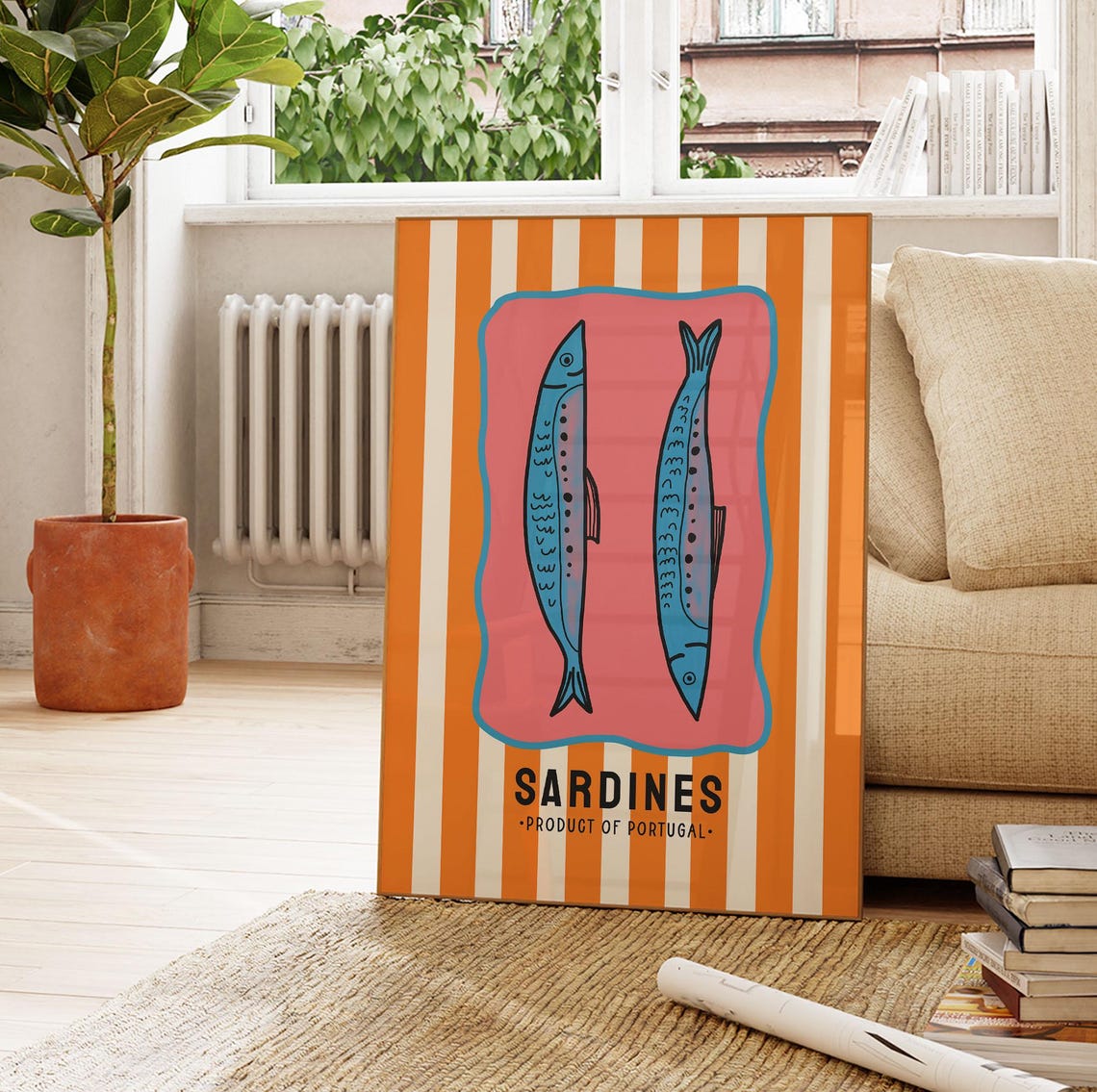 Sardines Product of Portugal Striped Coastal Kitchen Art Poster - Image 4