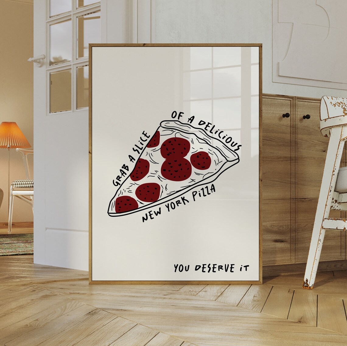 New York Pizza Retro Food Illustration Poster - Image 3