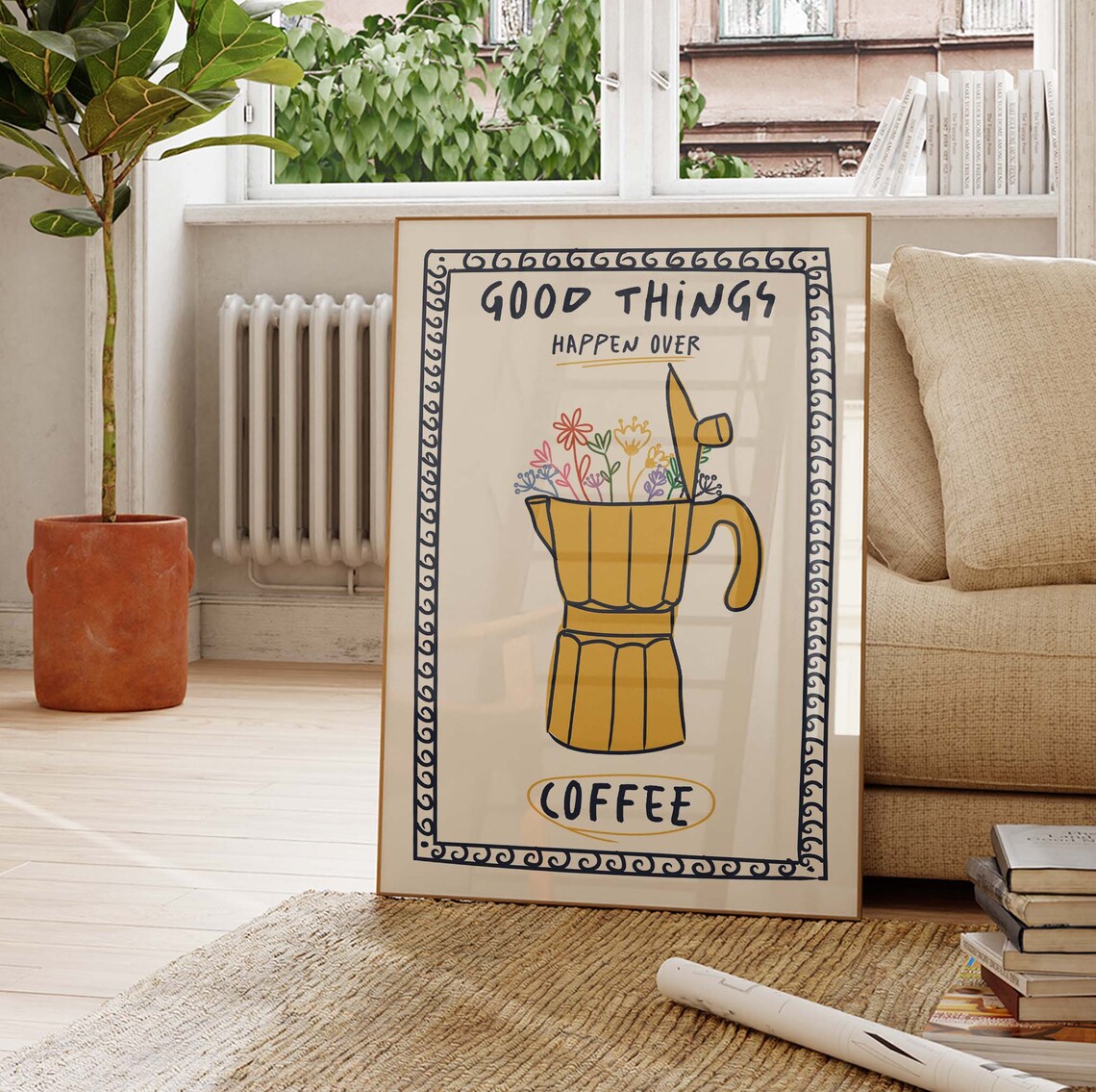 Retro Coffee Print, Vintage Coffee Bar Kitchen Art - Image 3