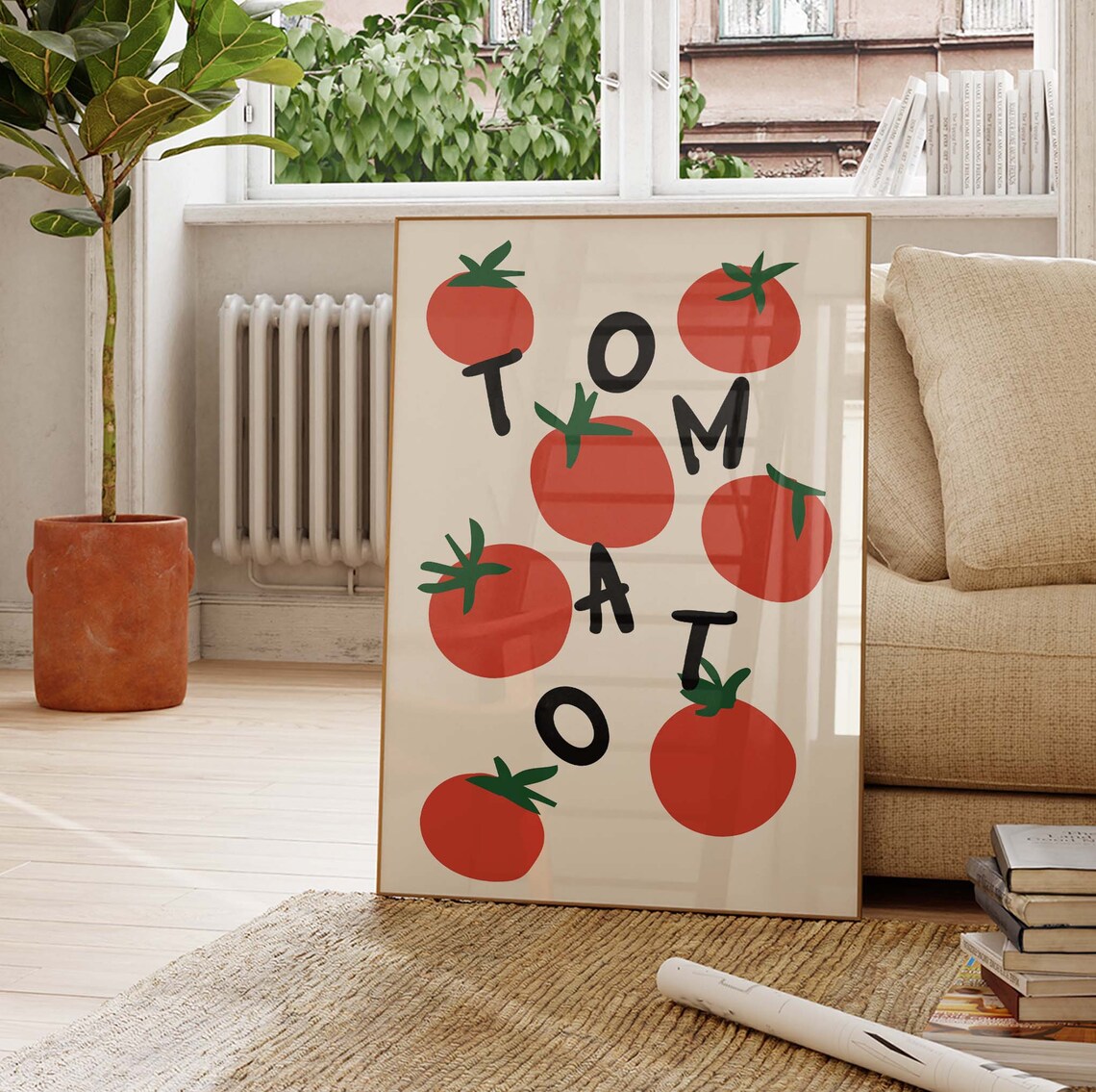 Tomato Typography Red Illustration Retro Kitchen Food Art Poster - Image 4