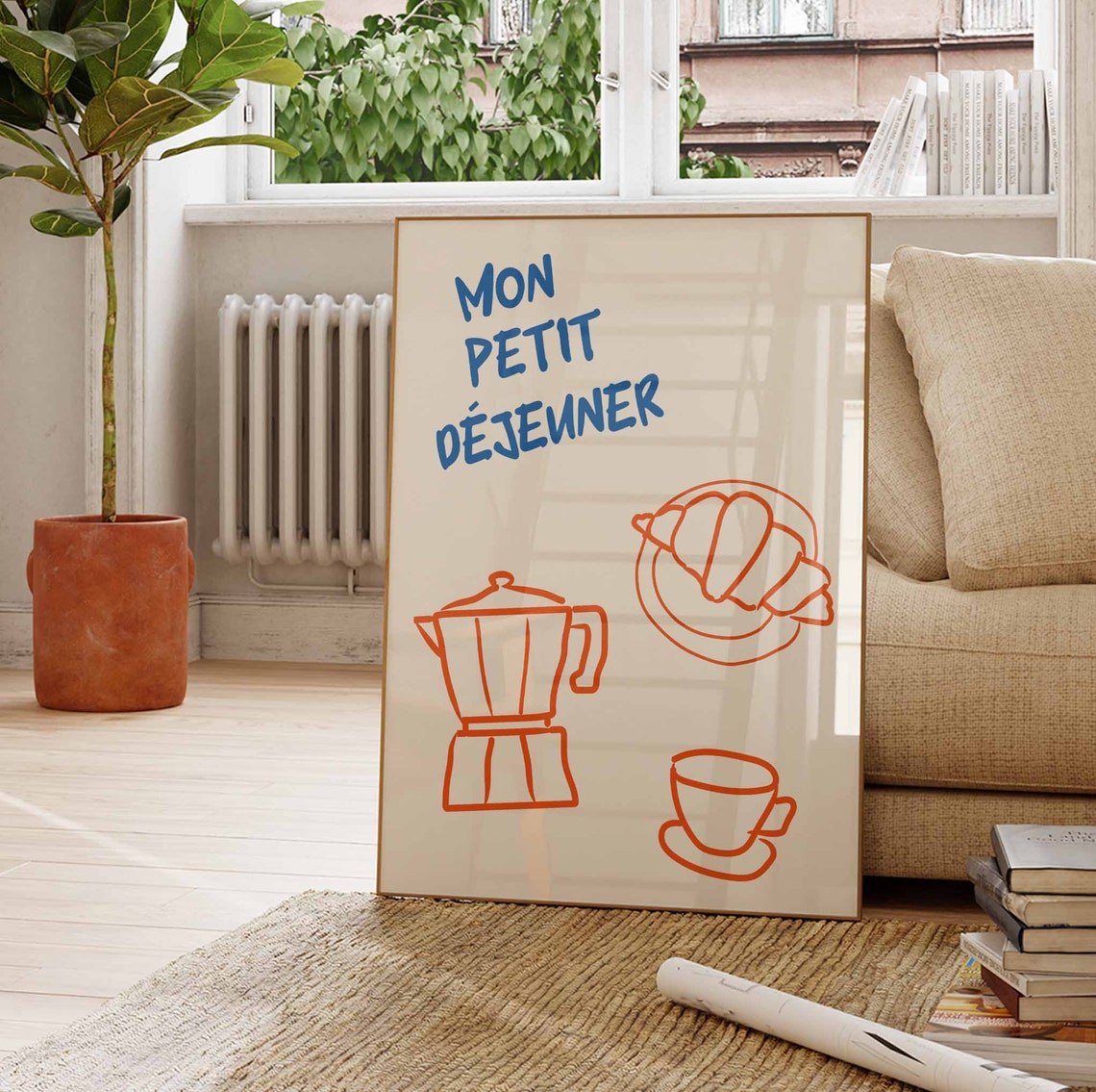 Mon Petit Dejeuner French Breakfast Coffee Croissant Art Poster - Image 3