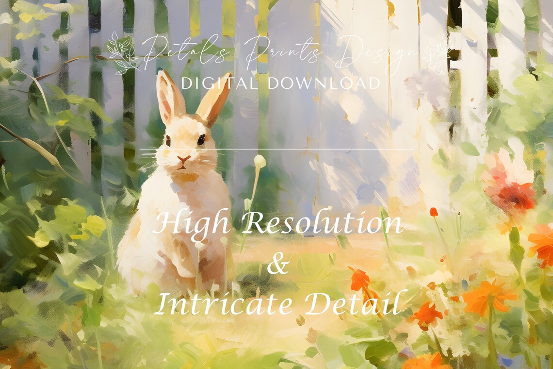 Bunnies And Wildflowers Spring Rabbit Painting Poster - Image 3