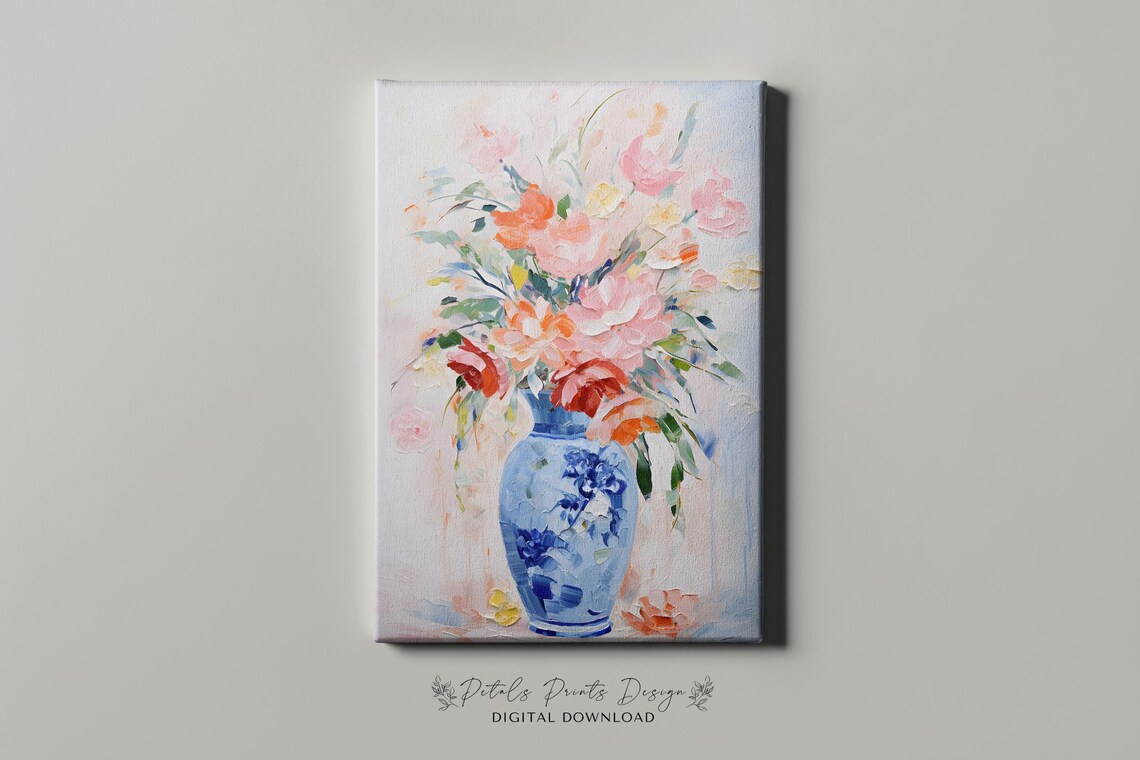 Flower Bouquet Vintage Oil Painting Art Print - Image 4