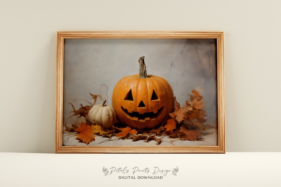 Rustic Pumpkin Halloween Art Print, Fall Decor