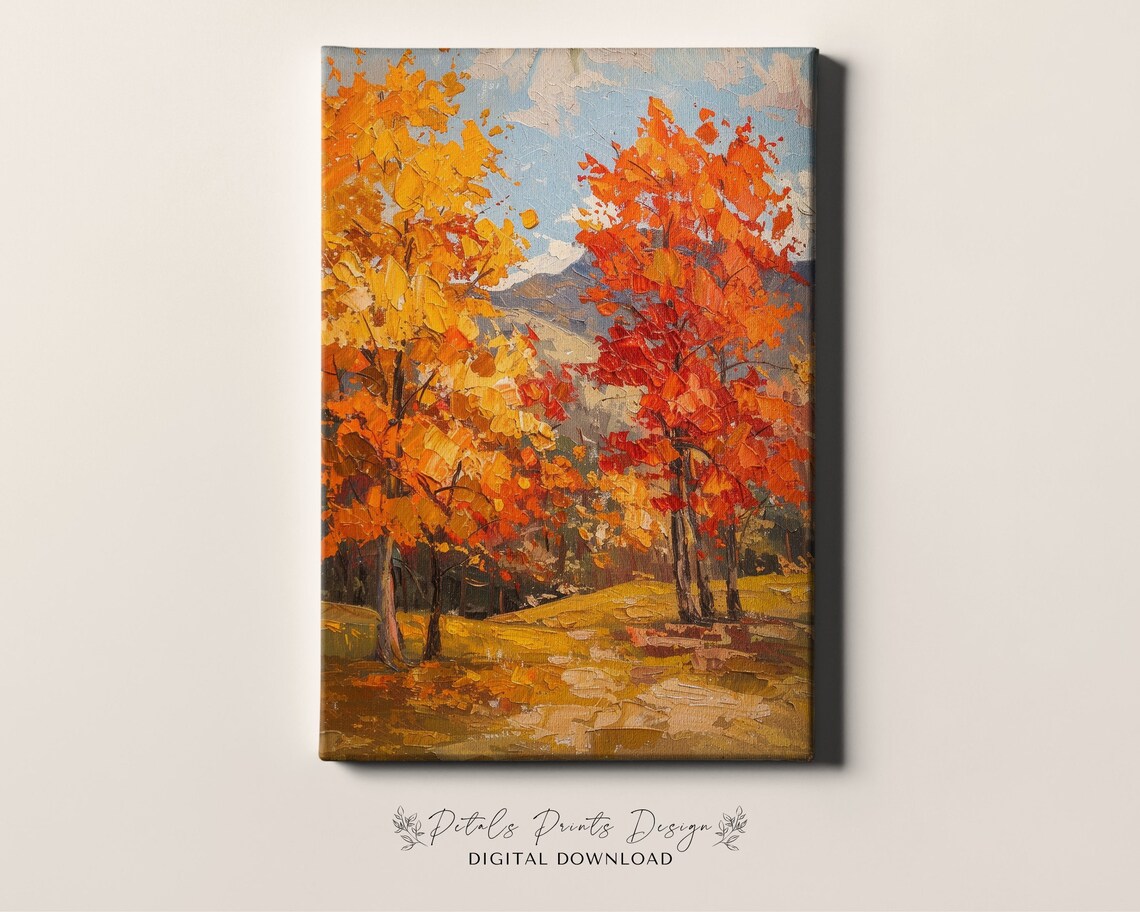Rustic Fall Landscape Vintage Autumn Country Scene - Image 4