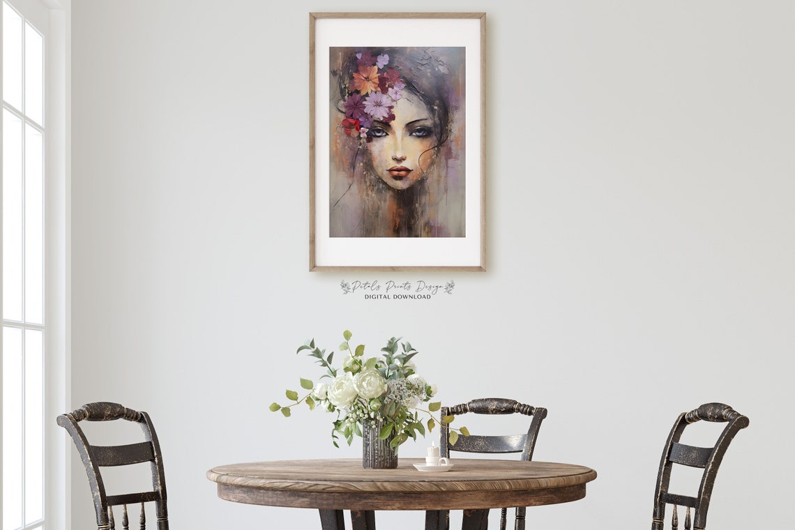 Flower Woman Art Vintage Oil Painting Cottagecore Wall Art Decor Farmhouse Print Garden Art Print 2024 - Image 2