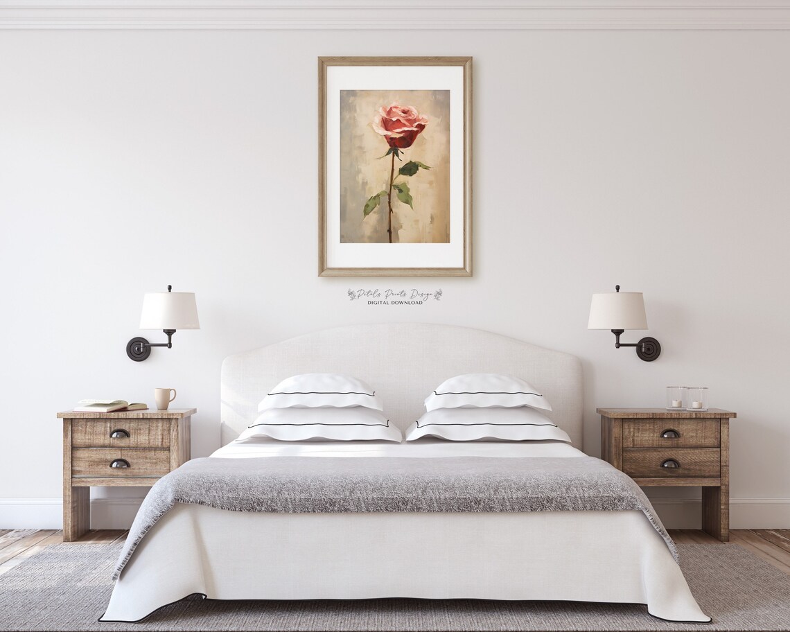 Valentines Day Red Pink Roses Watercolor Art Print - Image 2