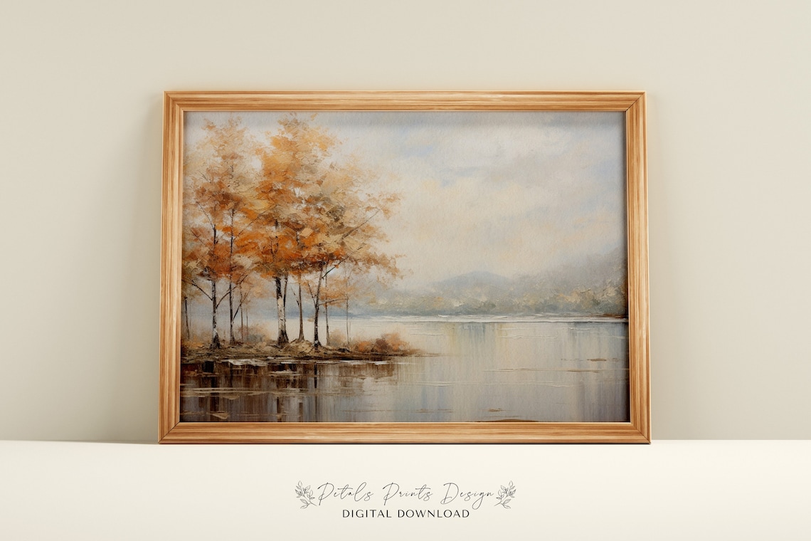 Rustic Autumn Landscape Vintage Farmhouse Art Print