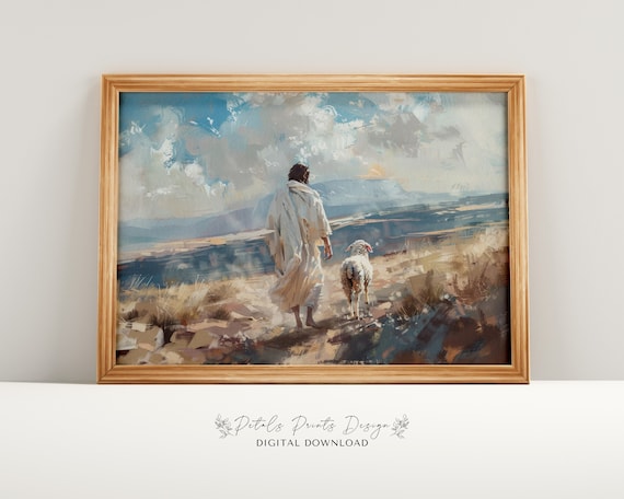 Jesus Leaves The 99 Lost Sheep Parable Christian Faith Art Print