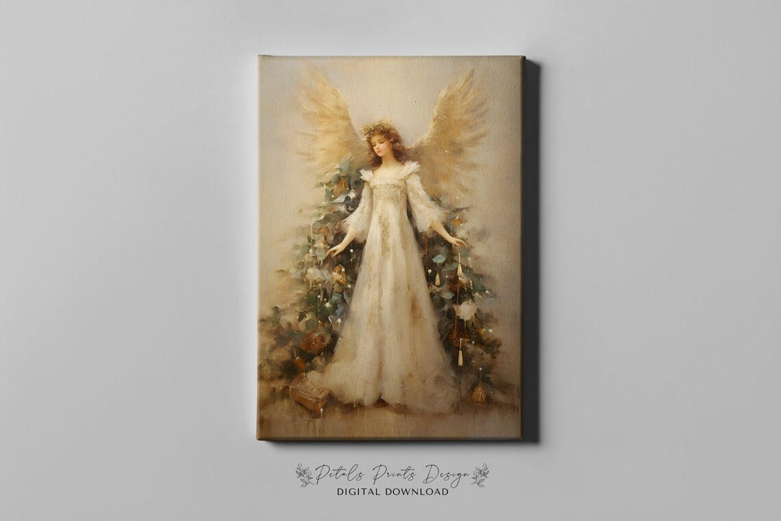 Vintage Christmas Angel Still Life Art Print - Image 4