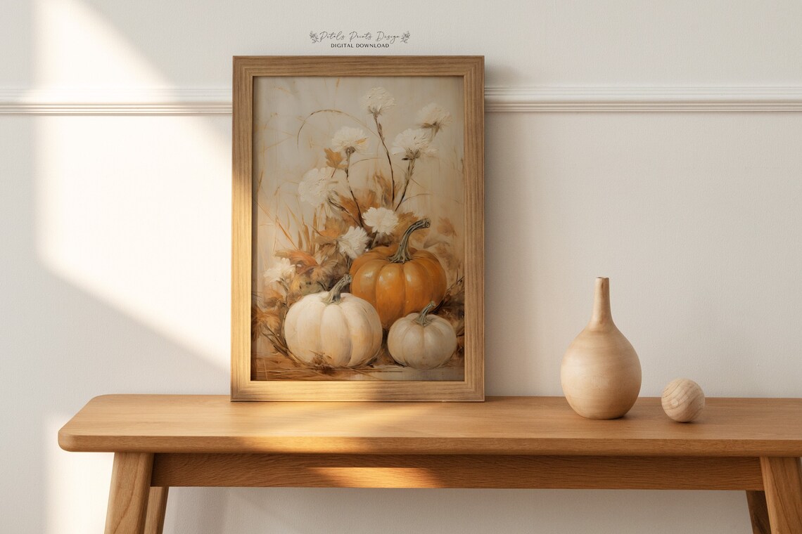 Pumpkin Still Life Painting, Rustic Autumn Art Print - Image 4