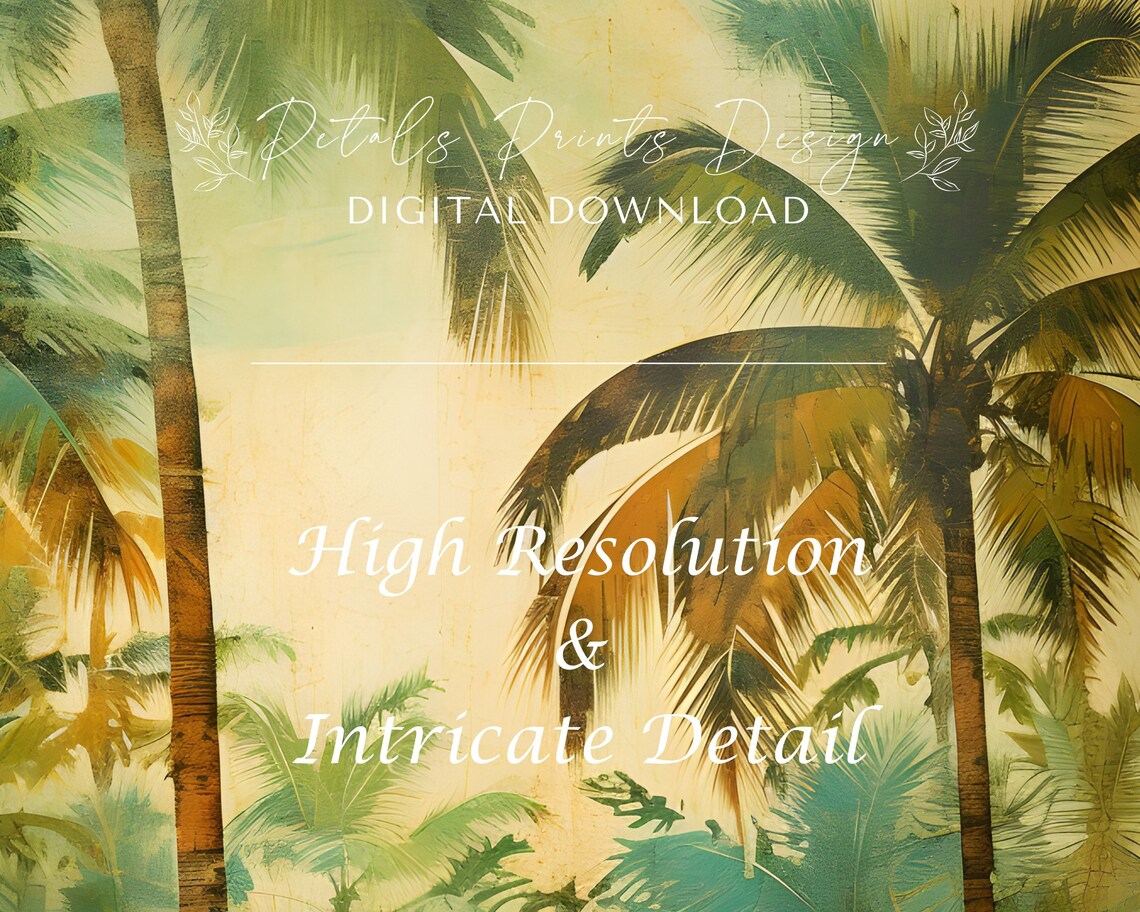 Jungle Trees Decor Palm Tree Vintage Art Print - Image 3