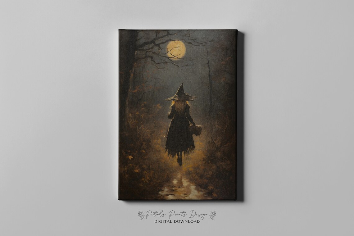 Witchy Halloween Rustic Vintage Art Print - Image 2