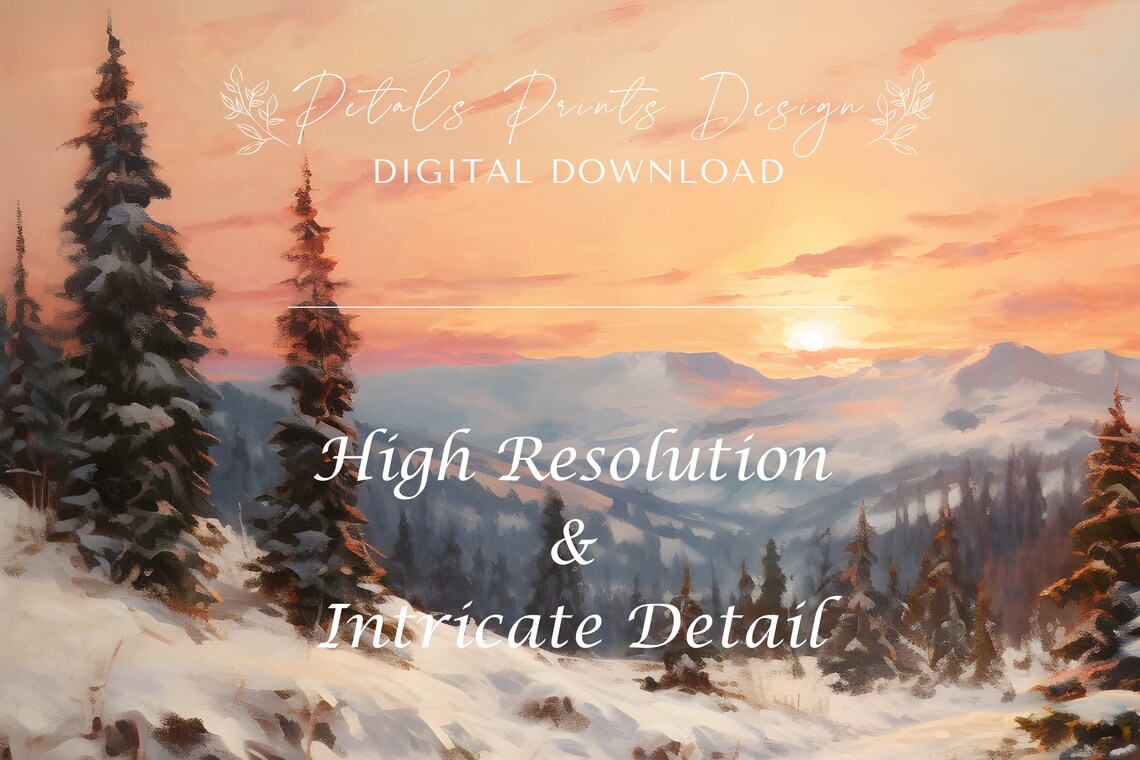 Rustic Winter Landscape Vintage Poster, Farmhouse Decor - Image 3