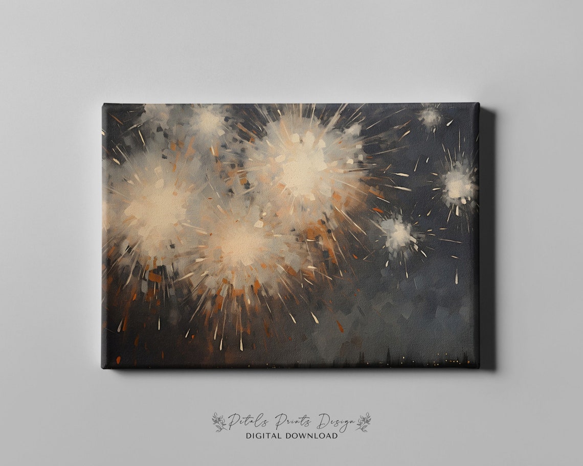 Golden Firework Bursts Abstract Dark Navy Celebration Poster - Image 4