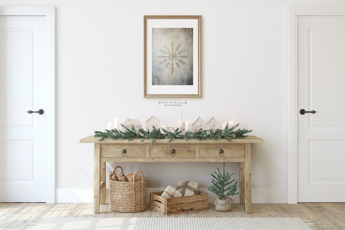 Snowman Still Life Rustic Vintage Christmas Art Print - Image 2