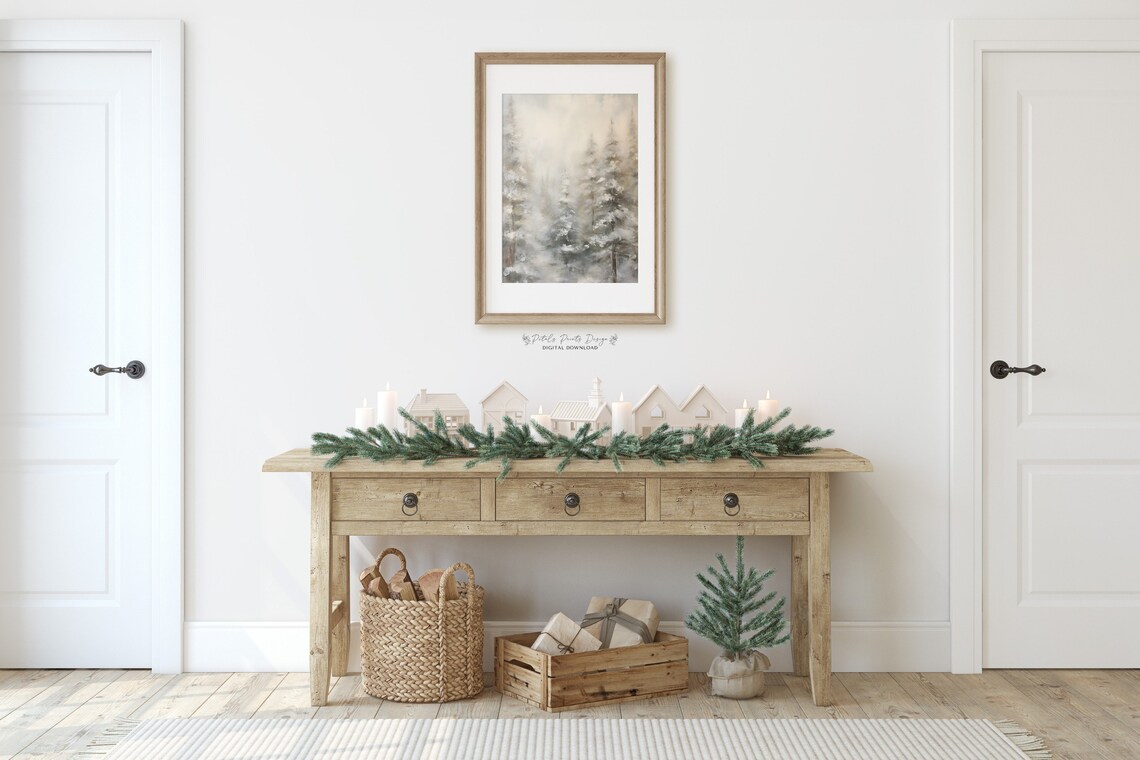 Christmas Pine Tree Rustic Vintage Holiday Art Print - Image 2