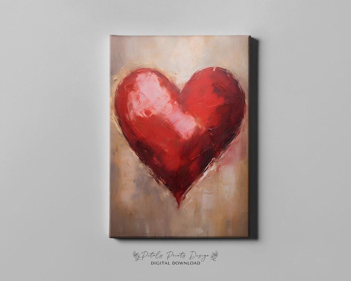 Valentine Heart Watercolor Art Print, Romantic Red Pink - Image 4